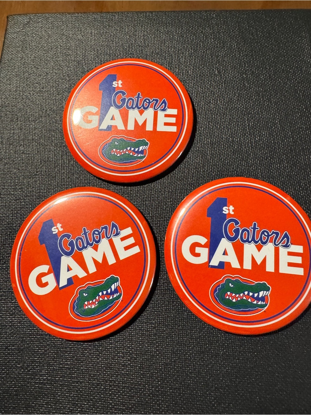 Clear Tote with Blue Trim and orange UF Gator Graphic - 3 buttons 1st UF game